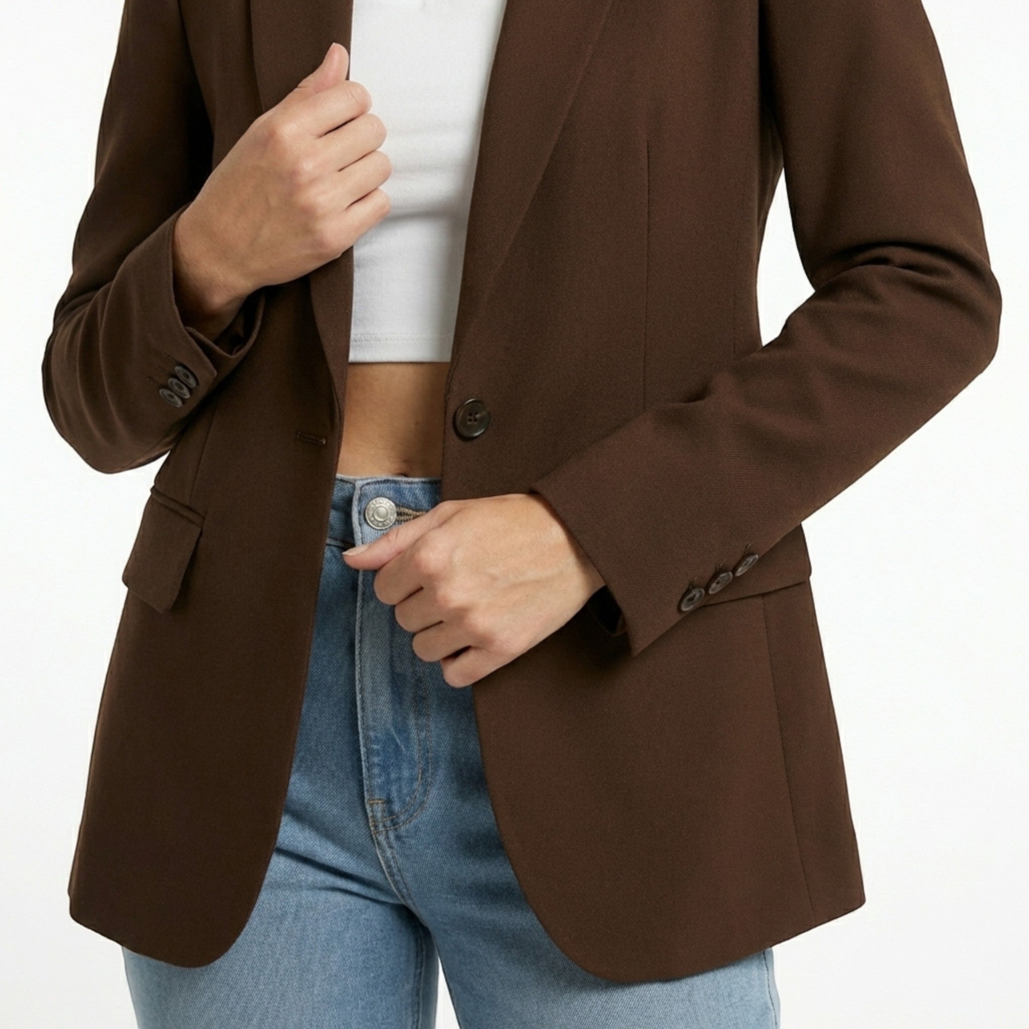 Womens Smooth Woven Blazer | Tailored Black Blazer for Women | Elegant Work Jacket 4