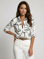 Women's Soft Abstract Print Blouse | Airy Lightweight Elegant Top