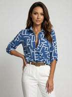 Women's Soft Abstract Print Blouse | Airy Lightweight Elegant Top