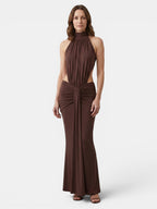 Women's Soft Draped Maxi Dress | High Neck Backless Design