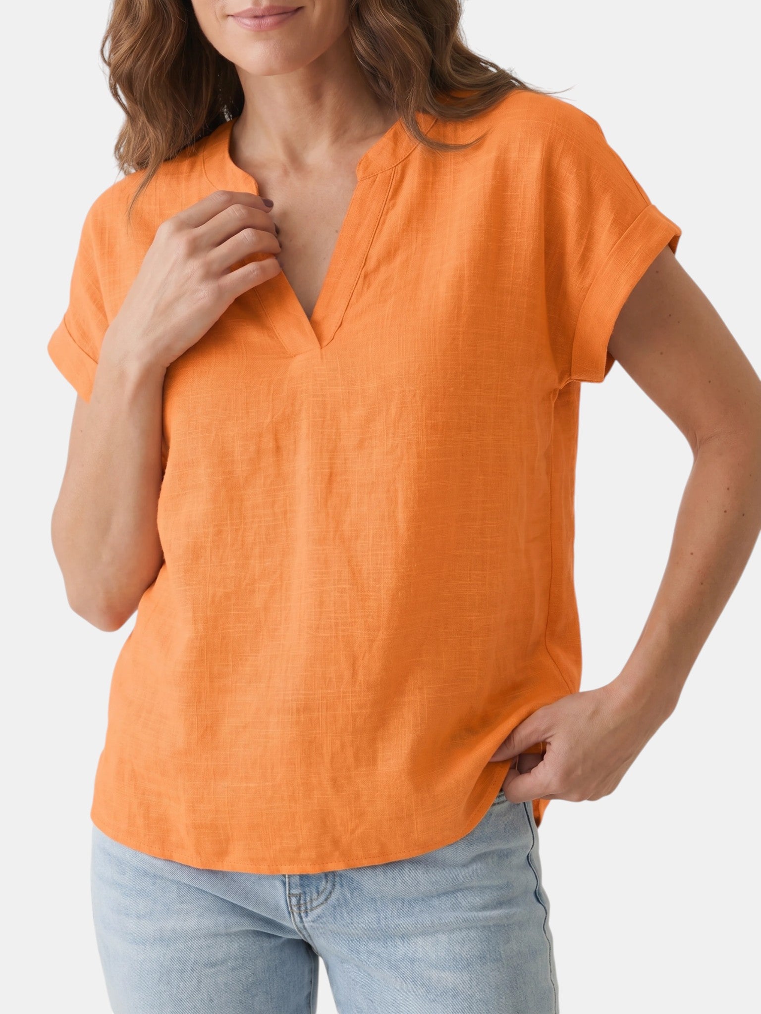 Blusa bianca da donna in tessuto morbido | Top estivo a scollo a V e vestibilità comoda