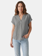 Women's Soft Fabric White Blouse | Relaxed Fit V-Neck Summer Top