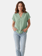 Women's Soft Fabric White Blouse | Relaxed Fit V-Neck Summer Top