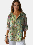 Women's Soft Floral Print Blouse | Lightweight Casual Summer Top | Relaxed Fit Stylish Shirt