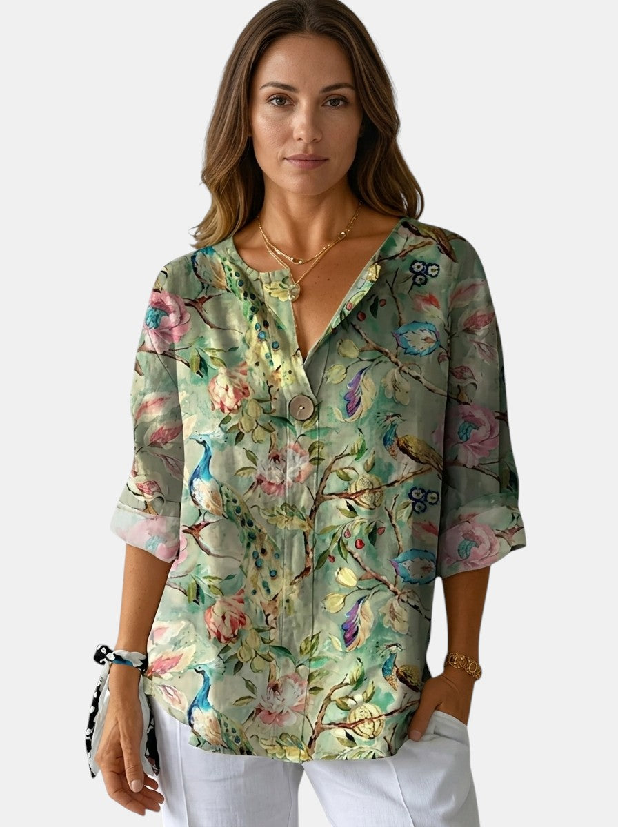 Blusa da donna con stampa floreale morbida | Top estivo leggero e casual | Camicia elegante a vestibilità rilassata