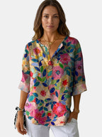 Women's Soft Floral Print Blouse | Lightweight Casual Summer Top | Relaxed Fit Stylish Shirt