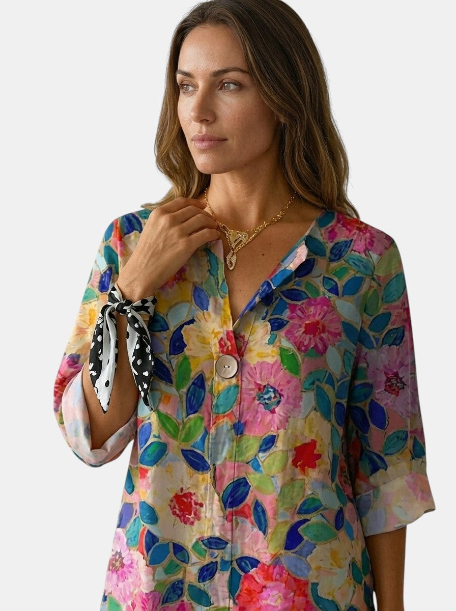 Blusa da donna con stampa floreale morbida | Top estivo leggero e casual | Camicia elegante a vestibilità rilassata