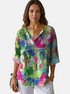 Women's Soft Floral Print Blouse | Lightweight Casual Summer Top | Relaxed Fit Stylish Shirt