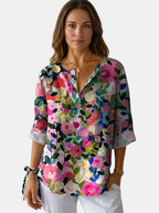 Women's Soft Floral Print Blouse | Lightweight Casual Summer Top | Relaxed Fit Stylish Shirt