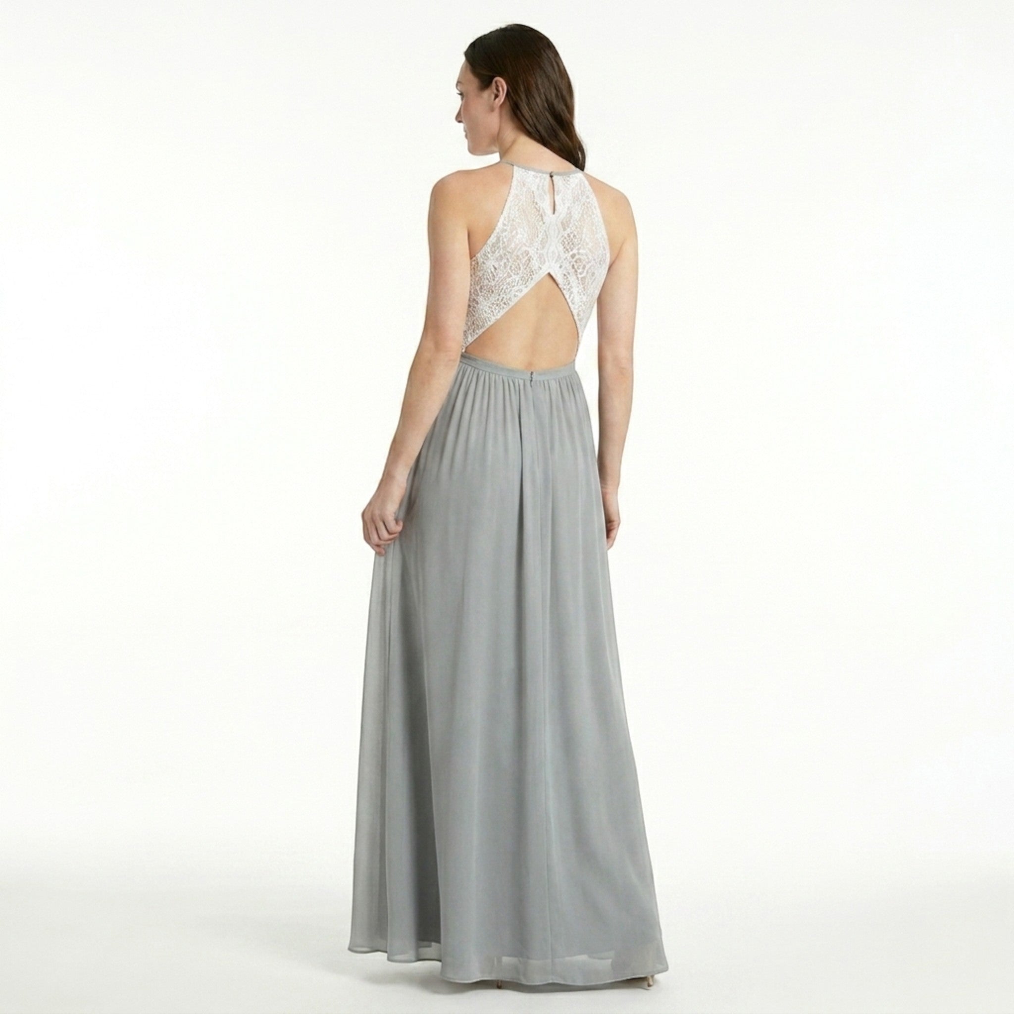 Robe longue douce à couches pour femme | Col halter élégant pour occasions estivales