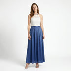 Robe longue douce à couches pour femme | Col halter élégant pour occasions estivales