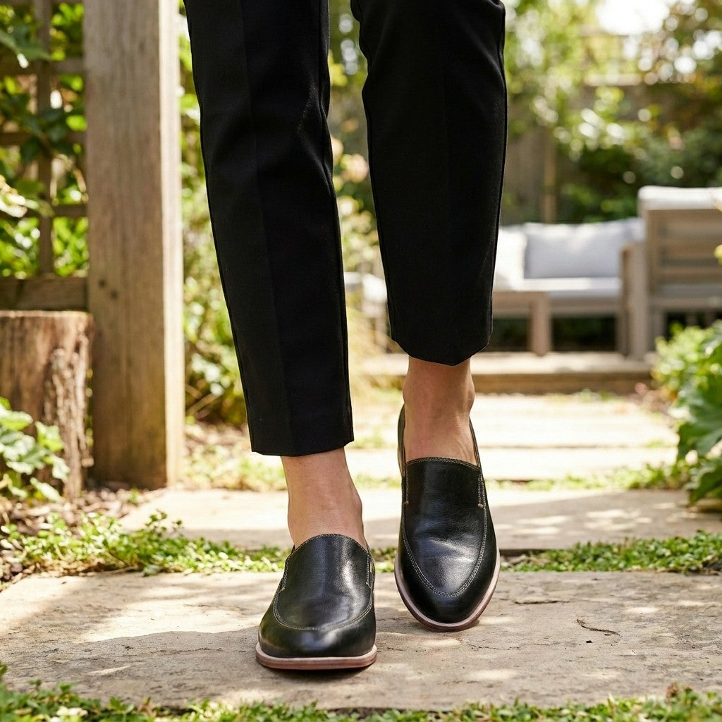 Womens Soft Leather Penny Loafers | Elegant Minimalist Slip-On Shoes 1