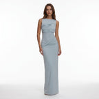Vestido maxi suave para mujer con fruncido | Elegante vestido sin espalda y sin mangas