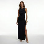 Vestido maxi suave para mujer con fruncido | Elegante vestido sin espalda y sin mangas