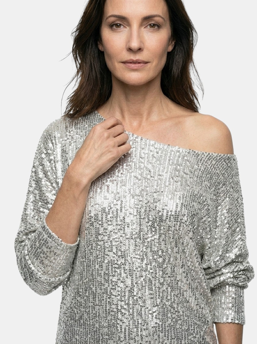 Women's Sparkling Sequin Mini Dress | Elegant Relaxed Fit Long Sleeve Cocktail Dress