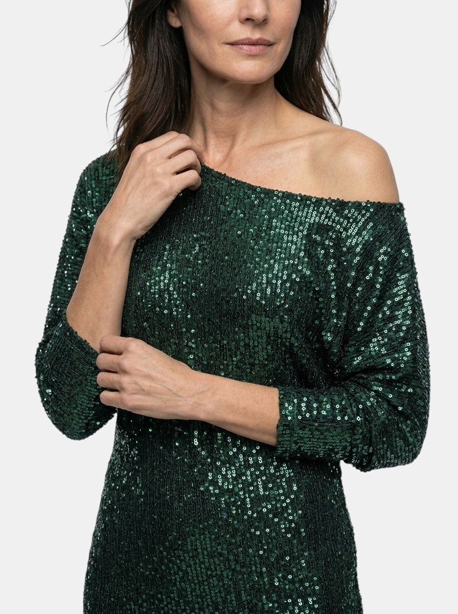 Women's Sparkling Sequin Mini Dress | Elegant Relaxed Fit Long Sleeve Cocktail Dress