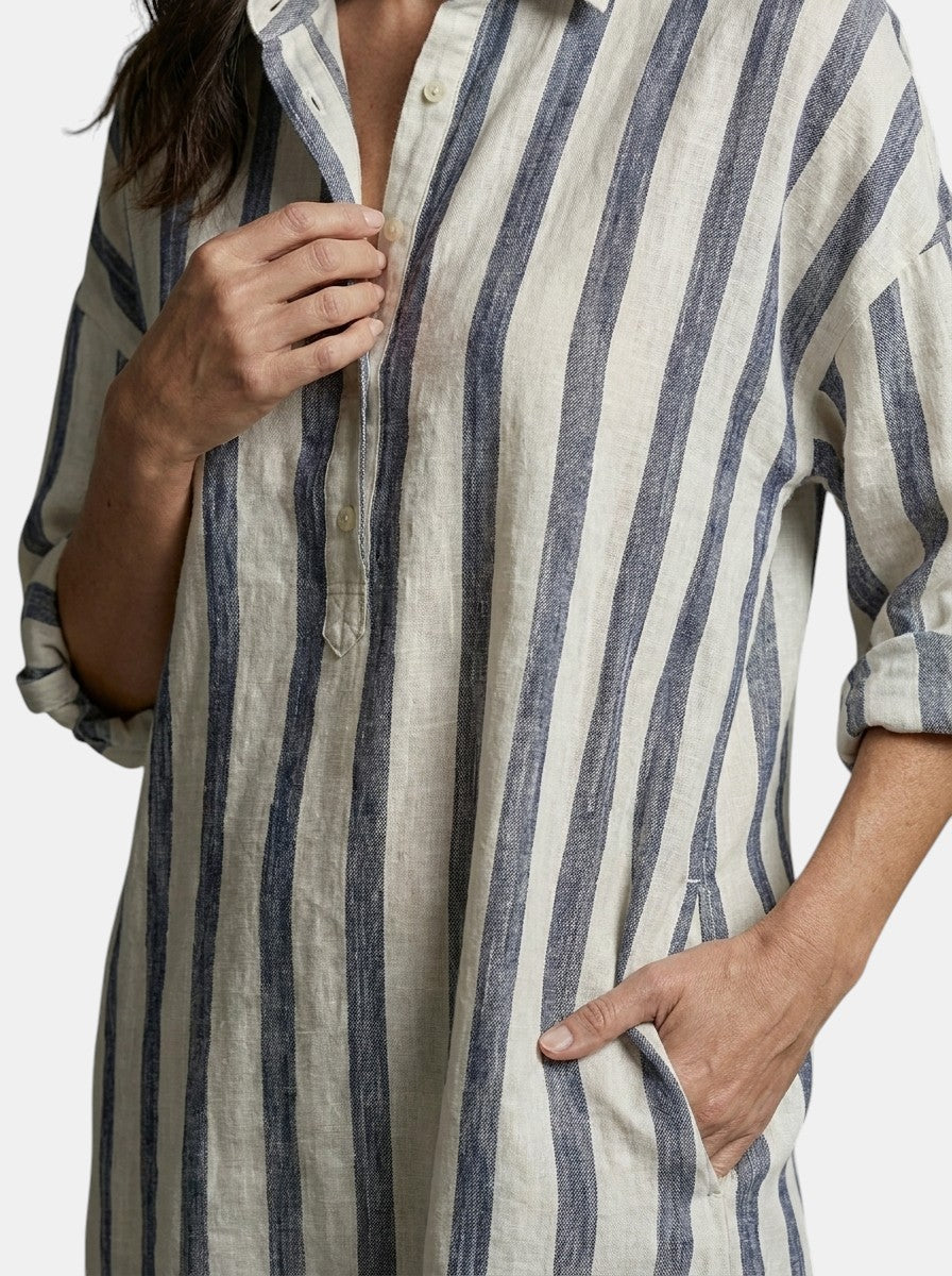 Womens Striped Cotton Maxi Dress | Elegant Long Sleeve Casual Dress 3