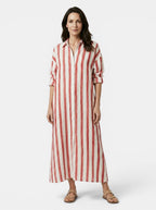 Womens Striped Cotton Maxi Dress | Elegant Long Sleeve Casual Dress 6