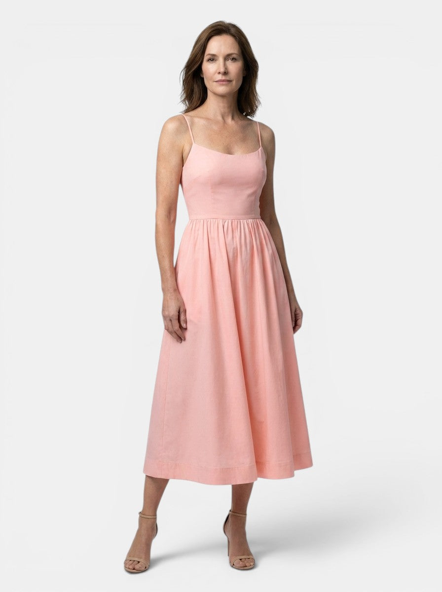 Women's Structured A-Line Midi Dress | Minimalist Wedding Guest Attire