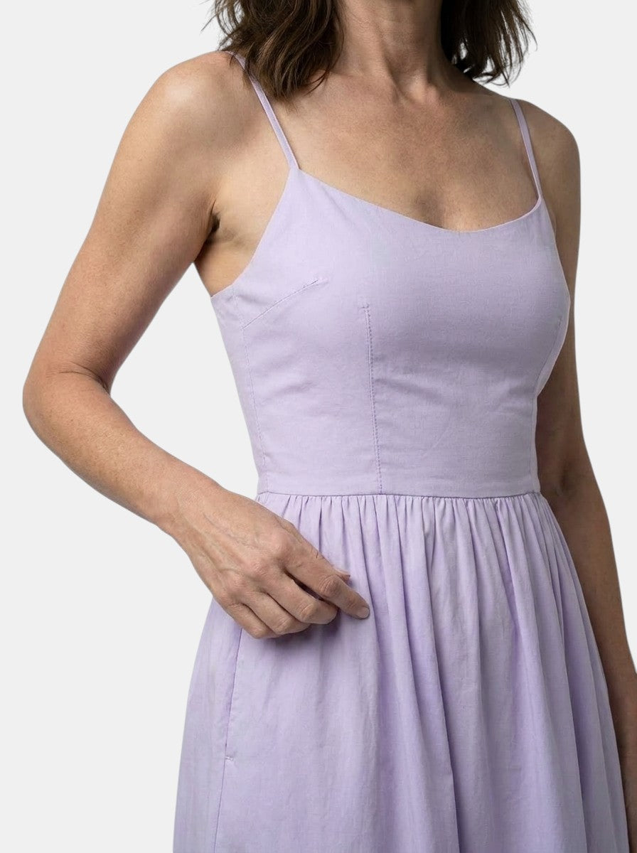 Women's Structured A-Line Midi Dress | Minimalist Wedding Guest Attire