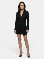 Vestido Mini Blazer Estructurado para Mujer | Vestido Formal Elegante de Manga Larga con Escote Profundo en V