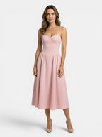 Women's Structured Corset Midi Dress | Flared A-Line Silhouette