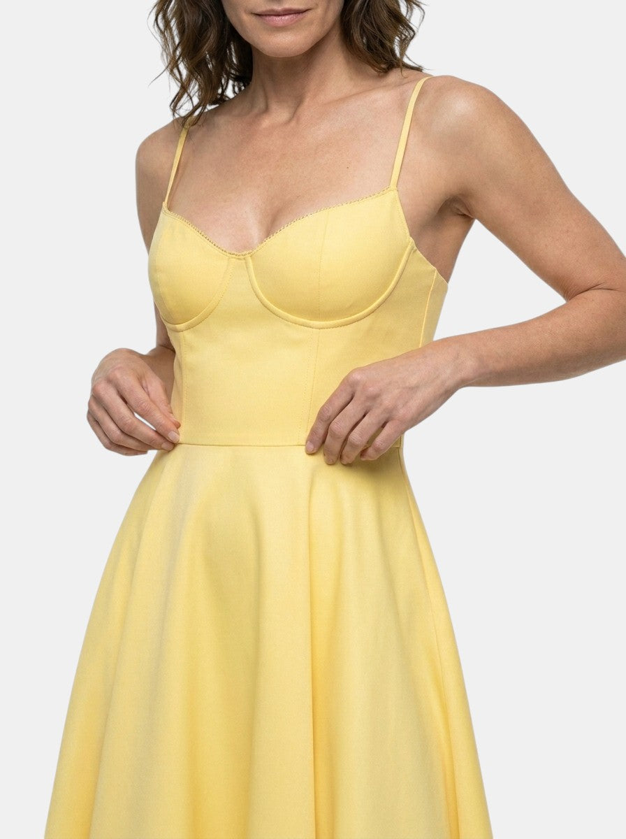 Abito midi strutturato da donna con corsetto | Gonna svasata design elegante