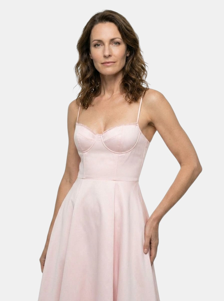 Abito midi strutturato da donna con corsetto | Gonna svasata design elegante
