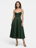 Women's Structured Corset Midi Dress | Flared Skirt Elegant Design
