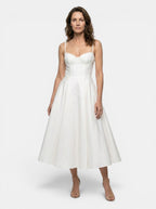 Women's Structured Corset Midi Dress | Flared Skirt Elegant Design