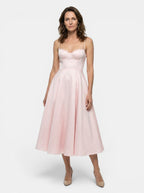 Women's Structured Corset Midi Dress | Flared Skirt Elegant Design