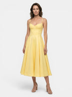 Women's Structured Corset Midi Dress | Flared Skirt Elegant Design