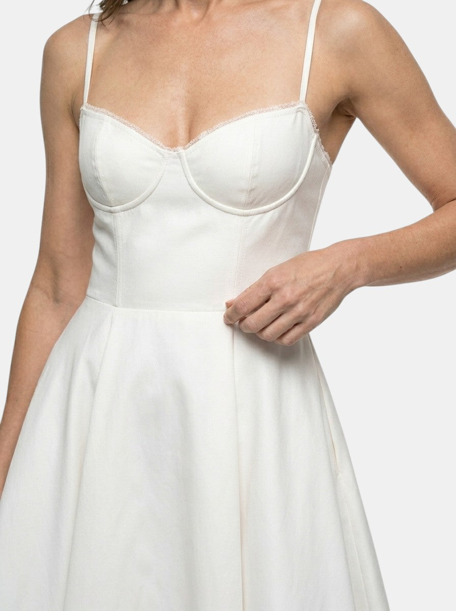 Abito midi strutturato da donna con corsetto | Gonna svasata design elegante