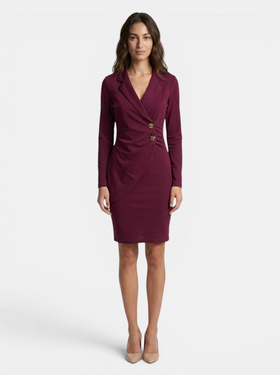 Robe midi structurée pour femme | Robe formelle élégante à manches longues pour toutes saisons