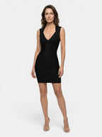Women's Structured V Neck Mini Dress | Fitted Bodycon Summer Style