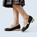 Womens Synthetic Orthopedic Mary Jane Shoes | Elegant Vintage Style with Low Block Heel 3