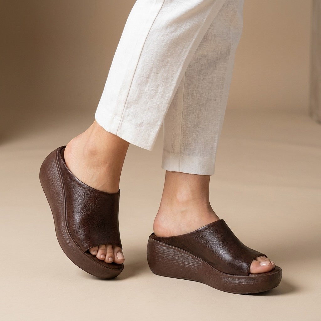 Women's Synthetic Platform Slide Sandals | Comfortable Open Toe Summer Footwear