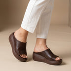 Sandales compensées synthétiques pour femmes | Chaussures d'été confortables à bout ouvert