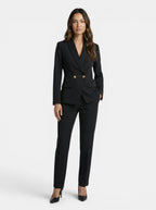 Ensemble blazer cintré pour femme | Costume pantalon élégant à col châle pour automne/hiver