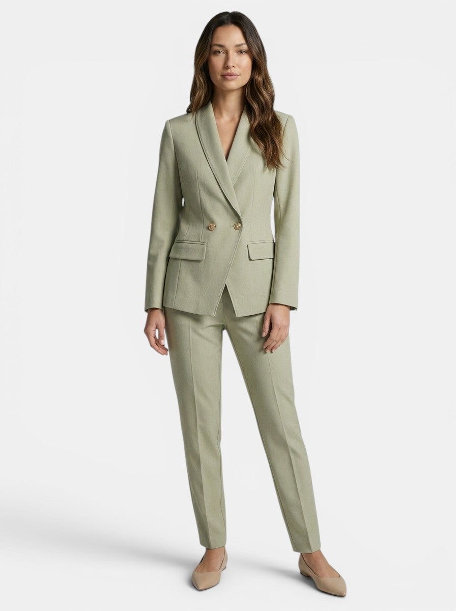 Conjunto de Blazer Entallado para Mujer | Traje de Pantalón Elegante con Cuello Chal para Otoño/Invierno
