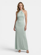 Women's Twisted Knot Halter Neck Maxi Dress | Fitted Open Back Evening Gown