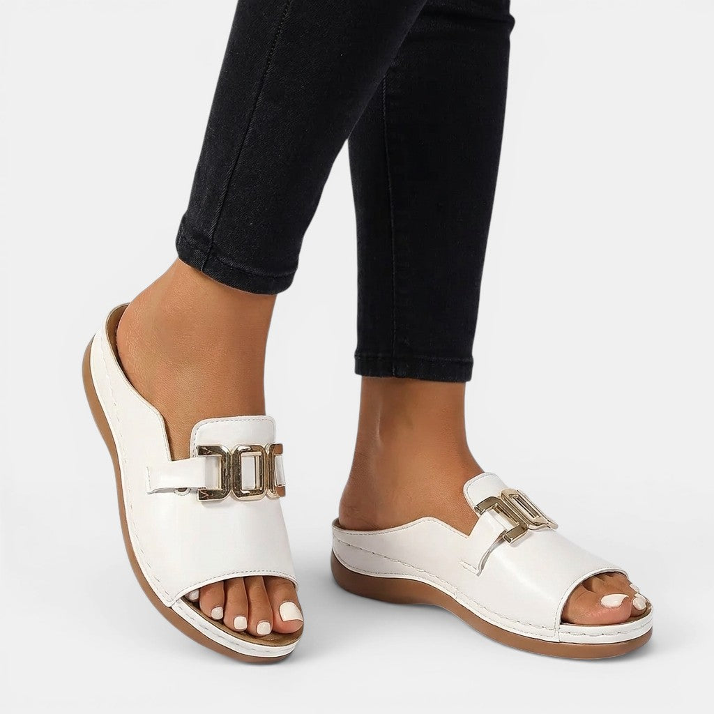 Womens Vegan Leather Wedge Sandals | Elegant Orthopedic Comfort Shoes 3