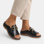 Womens Vegan Leather Wedge Sandals | Elegant Orthopedic Comfort Shoes 2