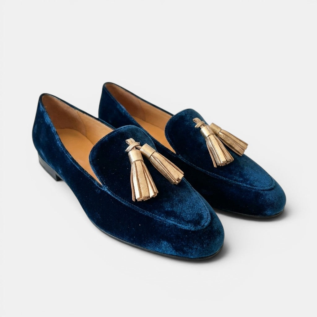 Womens Velvet Slip-On Loafers | Elegant Tassel Shoes for Spring 3