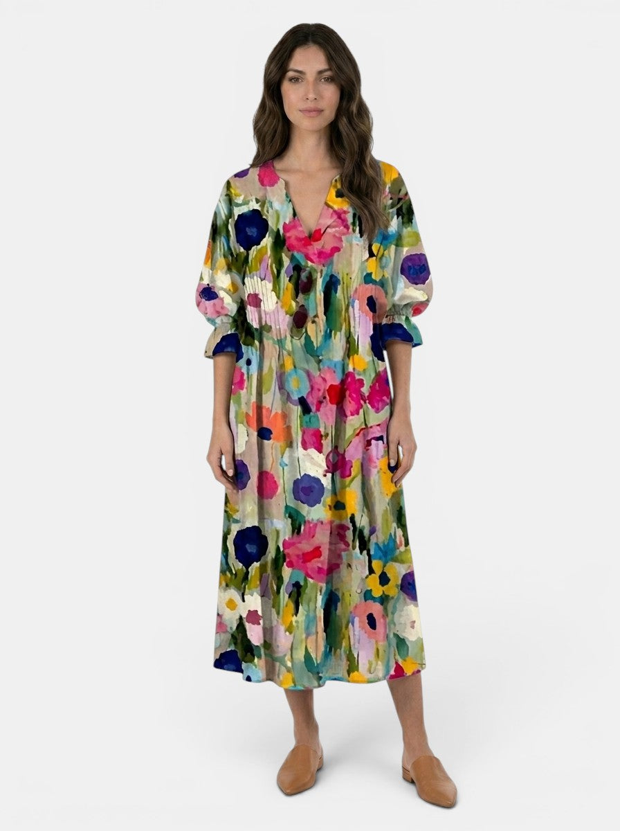 Robe maxi en coton éclatante pour femme | Élégante tenue bohème d'été