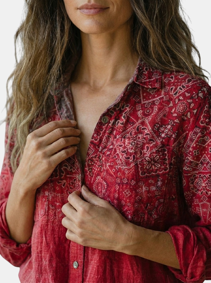 Blusa da donna con motivo vintage | Top estivo leggero e dalla vestibilità comoda
