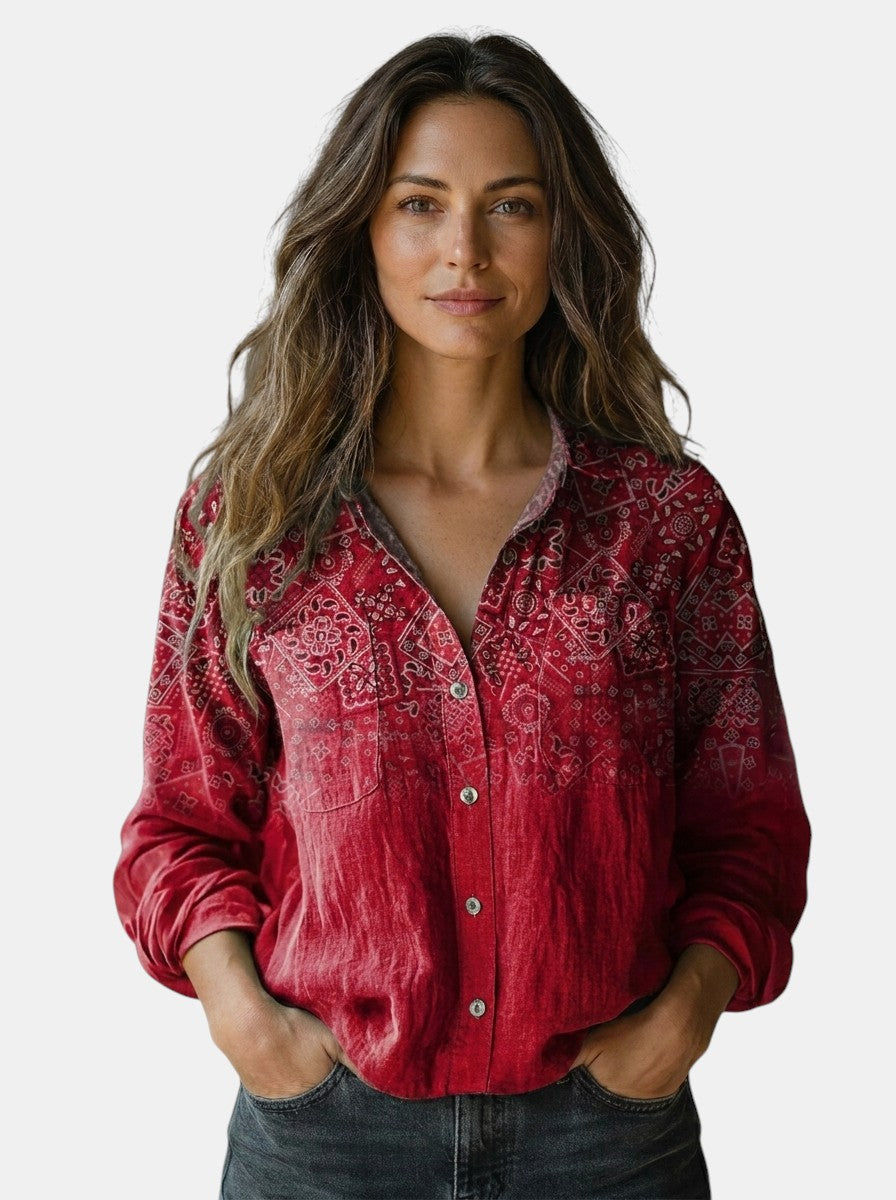 Blusa da donna con motivo vintage | Top estivo leggero e dalla vestibilità comoda